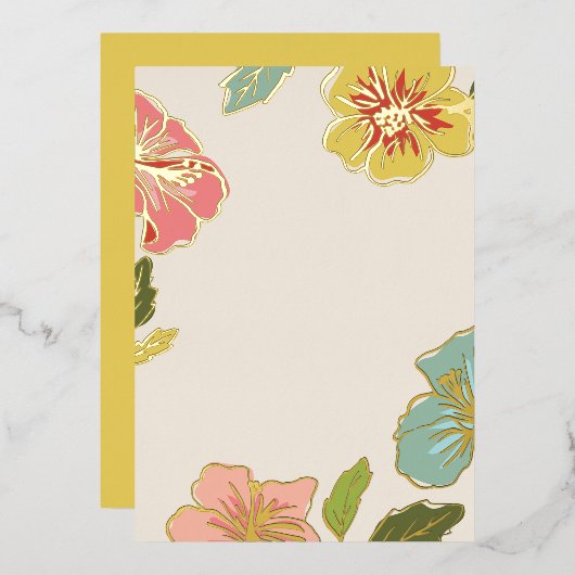 Invitation En Aluminium do-it-yourself Fleurs Hawaiiennes Aloha Blank avec (Recto/Verso)