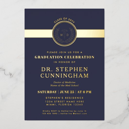 Invitation En Aluminium Docteur en médecine moderne Docteur en médecine Me (Recto)