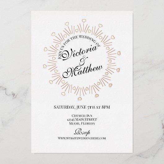 Invitation En Aluminium Doodle Hearts Frame Script Wedding (Recto)