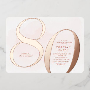 Invitation En Aluminium Doré rose minimaliste moderne 80e anniversaire de