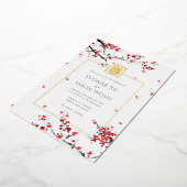 Invitation En Aluminium Double Bonheur Chinois Rouge Élégant Mariage (Rotation)