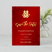Invitation En Aluminium Double bonheur du Mariage chinois (Debout devant)