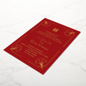 Invitation En Aluminium Double Bonheur Rouge Mariage chinois Vrai Or (Rotation)