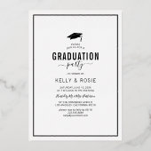 Invitation En Aluminium Double Graduation moderne Photo Party Gold (Verso)