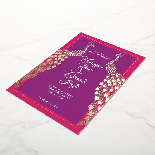 Invitation En Aluminium Double Peacocks or (Rotation)