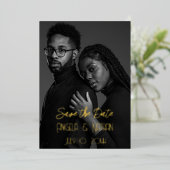 Invitation En Aluminium Double photo Enregistrer les dates avec (Debout devant)