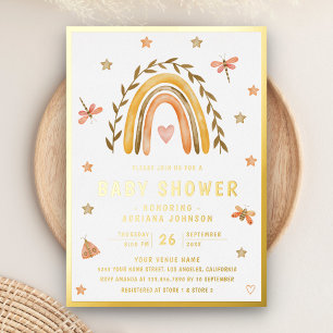 Invitation En Aluminium Douce Aquarelle Arc-en-ciel Rustique Baby Shower O