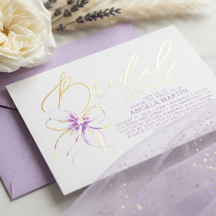 Invitation En Aluminium Douce Mariée au Nœud Papillon Violet Fête de Fianç
