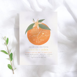 Invitation En Aluminium Douce petite orange pour la baby shower du couple