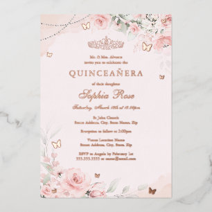 Invitation En Aluminium Douce Rose Pâle Papillon Quinceanera 15ème
