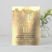 Invitation En Aluminium Douceur d'or 16 Anniversaire réel (Debout devant)