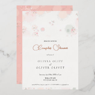 Invitation En Aluminium Douche de Couple Fleurs de Thé de Douceur