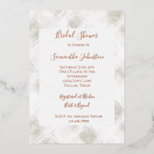 Invitation En Aluminium Douche de Mariage Rayures Blanches Crème Chic