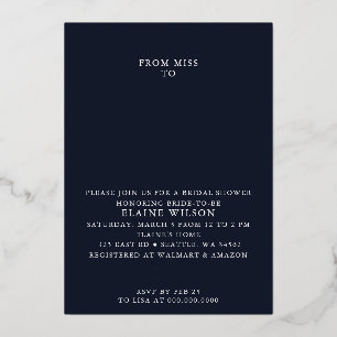 Invitation En Aluminium Douche de Mariée Moderne Or Rose Navy