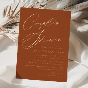 Invitation En Aluminium Douche Élégante Moderne pour Couple en Terracotta