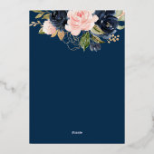 Invitation En Aluminium douche nuptiale bleu marine et florale (Verso)