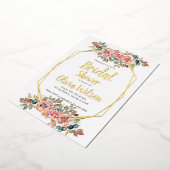 Invitation En Aluminium Douche nuptiale dorée en feuille d'or fleurie (Rotation)