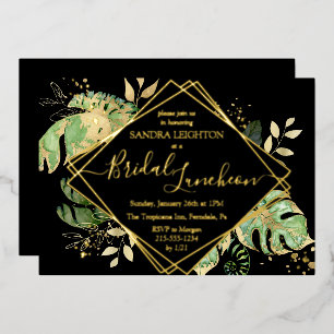 Invitation En Aluminium Douche tropicale nuptiale Noir & Or