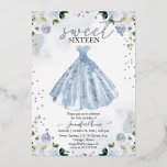 Invitation En Aluminium Doux 16 Aquarelle Fleurs Robe Bébé Bleu Argent<br><div class="desc">Adorable, bébé bleu floral 16e anniversaire invitations de fête. Facile à personnaliser avec vos photos et message bébé. Veuillez me contacter par conversation si vous avez des questions sur l'oeuvre ou avez besoin de personnalisation. Vérifiez la collection pour plus d'éléments. VEUILLEZ NOTER : Pour obtenir de l'aide sur les commandes,...</div>