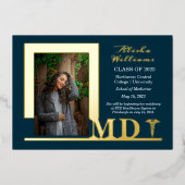 Invitation En Aluminium Dr MD Caduceus Photo Graduate Dk Turquoise (Recto)