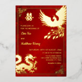 Invitation En Aluminium Dragon BILINGUE Et Phénix | Mariage chinois (Recto)