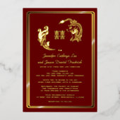 Invitation En Aluminium Dragon Phoenix Double Bonheur Mariage Or (Recto)
