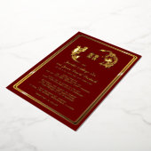 Invitation En Aluminium Dragon Phoenix Double Bonheur Mariage Or (Rotation)