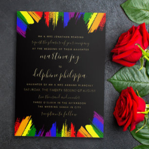 Invitation En Aluminium Drapeau de fierté aux coups de pinceau Mariage for