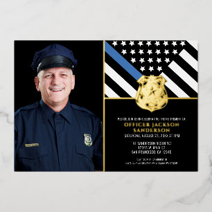 Invitation En Aluminium Drapeau de la Ligne Bleue Mince de la Police Photo