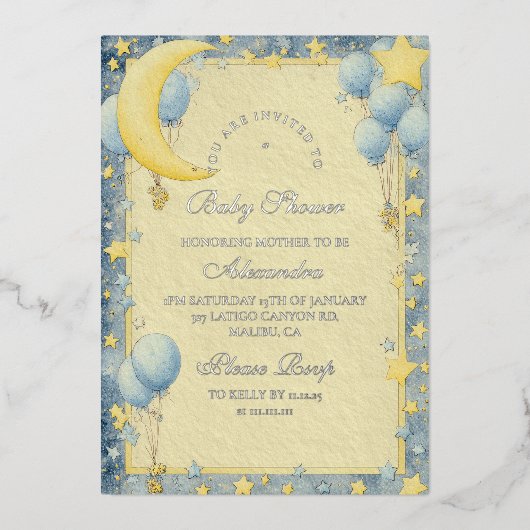 Invitation En Aluminium Dreamy Night Sky Baby shower (Recto)