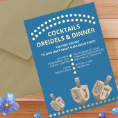 Invitation En Aluminium Dreidel Rustic Chêne moderne Hanoukka Dinner Gold