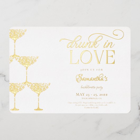 Invitation En Aluminium Drunin In Love Champagne Tower Bachelorette Party (Recto)