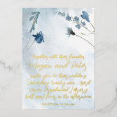 Invitation En Aluminium Dusty Blue Fleur sauvage Foil Calligraphie Art (Recto)