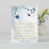 Invitation En Aluminium Dusty Blue Fleur sauvage Foil Calligraphie Art (Debout devant)