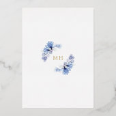 Invitation En Aluminium Dusty Blue Floral First Holy Communion Gold (Verso)