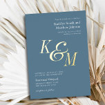 Invitation En Aluminium Dusty Blue Gold Elegant Classic Monogram Mariage<br><div class="desc">Dusty Blue Gold Elegant Classic Monogram Faire-part de mariage Card. Célébrez votre journée spéciale avec cette belle et élégante carte de faire-part de mariage pour embellir votre occasion spéciale. Tous les textes sont pré-arrangés pour que vous personnalisiez facilement et rapidement avec vos propres détails. Si vous avez besoin d'une personnalisation...</div>