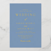 Invitation En Aluminium Dusty Blue & Gold Mariage moderne (Recto)