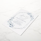 Invitation En Aluminium Dusty Blue Greenery Baby shower argenté rustique (Rotation)