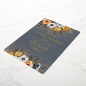 Invitation En Aluminium Dusty Blue Jaune Floral 90e anniversaire (Rotation)