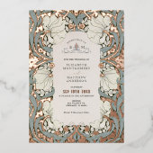 Invitation En Aluminium Dusty Blue Rose Gold Pimpernel William Morris (Recto)