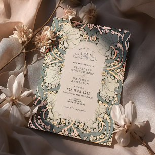 Invitation En Aluminium Dusty Blue Rose Gold Pimpernel William Morris