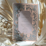 Invitation En Aluminium Dusty Blue & Rose Quartz Vintage Wedding<br><div class="desc">Donnez le ton pour une journée de mariage enchanteresse avec notre Serene Blue et Rose Quartz Rococo Elegance Faire-part de mariage Suite. Cet ensemble présente un front gracieux avec un arrière - plan bleu serein et des accents de rousseur, mis en valeur par une feuille d'or métallique pour une touche...</div>