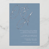 Invitation En Aluminium Dusty Blue | Script monogram Wedding (Recto)