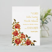 Invitation En Aluminium Dusty Elegant Golden Red Rose Mariage (Debout devant)
