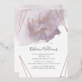 Invitation En Aluminium Dusty Gold et Fête des mariées Mauve (Recto/Verso)