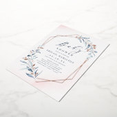 Invitation En Aluminium Dusty Greenery Rose Gold Baby shower rustique (Rotation)