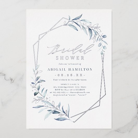 Invitation En Aluminium Dusty Greenery Rose Gold Rustic Fête des mariées h (Recto)