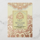 Invitation En Aluminium Dusty Ivory RoseGold Classic Monogram Boho Mariage (Recto)