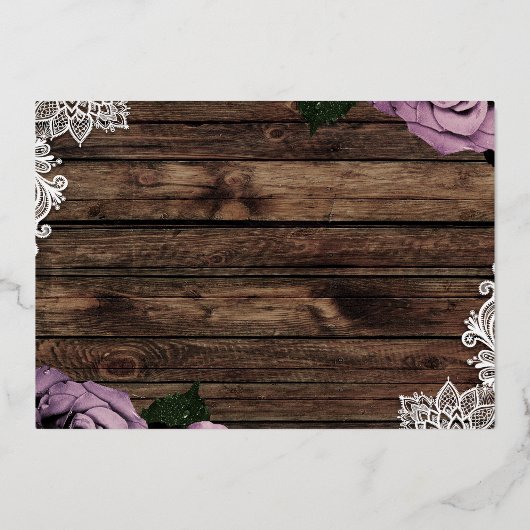 Invitation En Aluminium Dusty Mauve Rose Dentelle rose Mariage rustique (Verso)