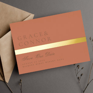 Invitation En Aluminium Dusty Orange Terracotta Bande Photo Enregistrer La